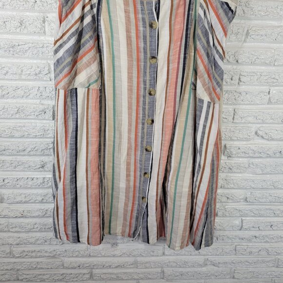 Mlle Gabrielle Womens Skirt 3X Plus Midi Pencil Brown Stripe Button STR7E - Picture 4 of 10